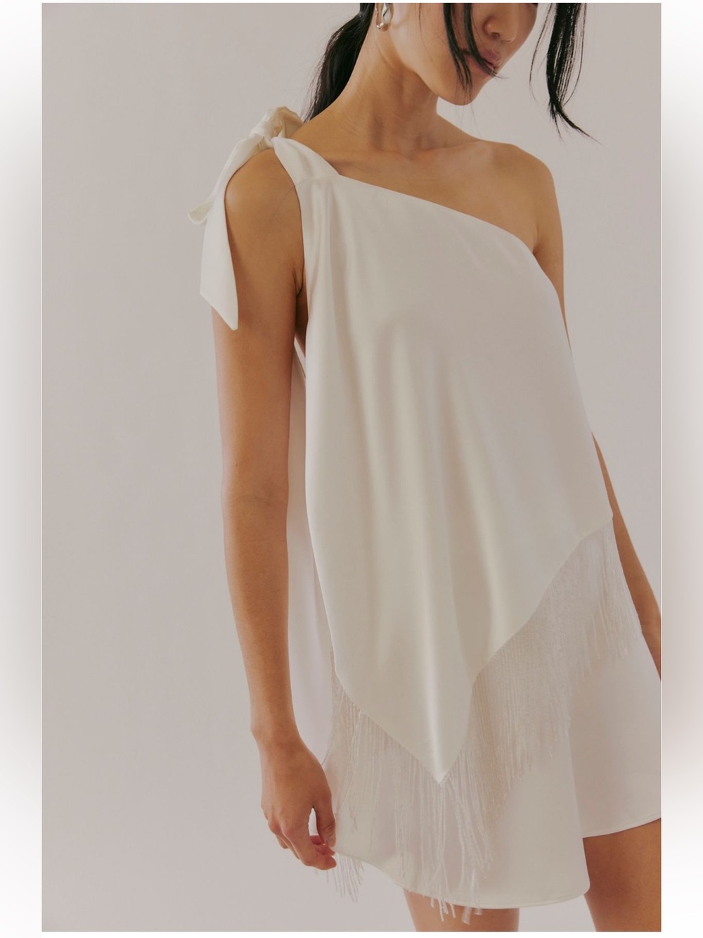 Free people ILA One-Shoulder Ivory Fringe Skirt Set